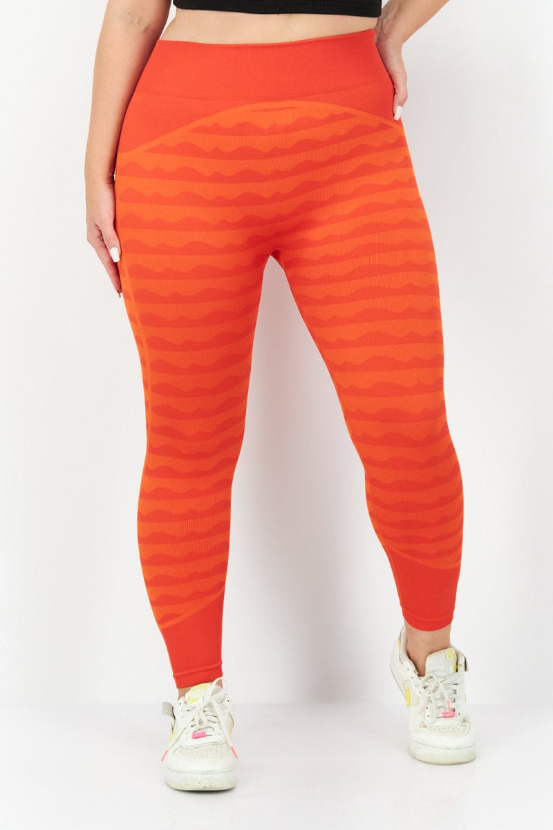 Adidas Women Plus Size Training Leggings, Orange - Image 1
